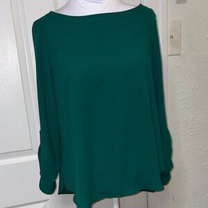 LOFT Teal Boatneck Long-Sleeve Blouse